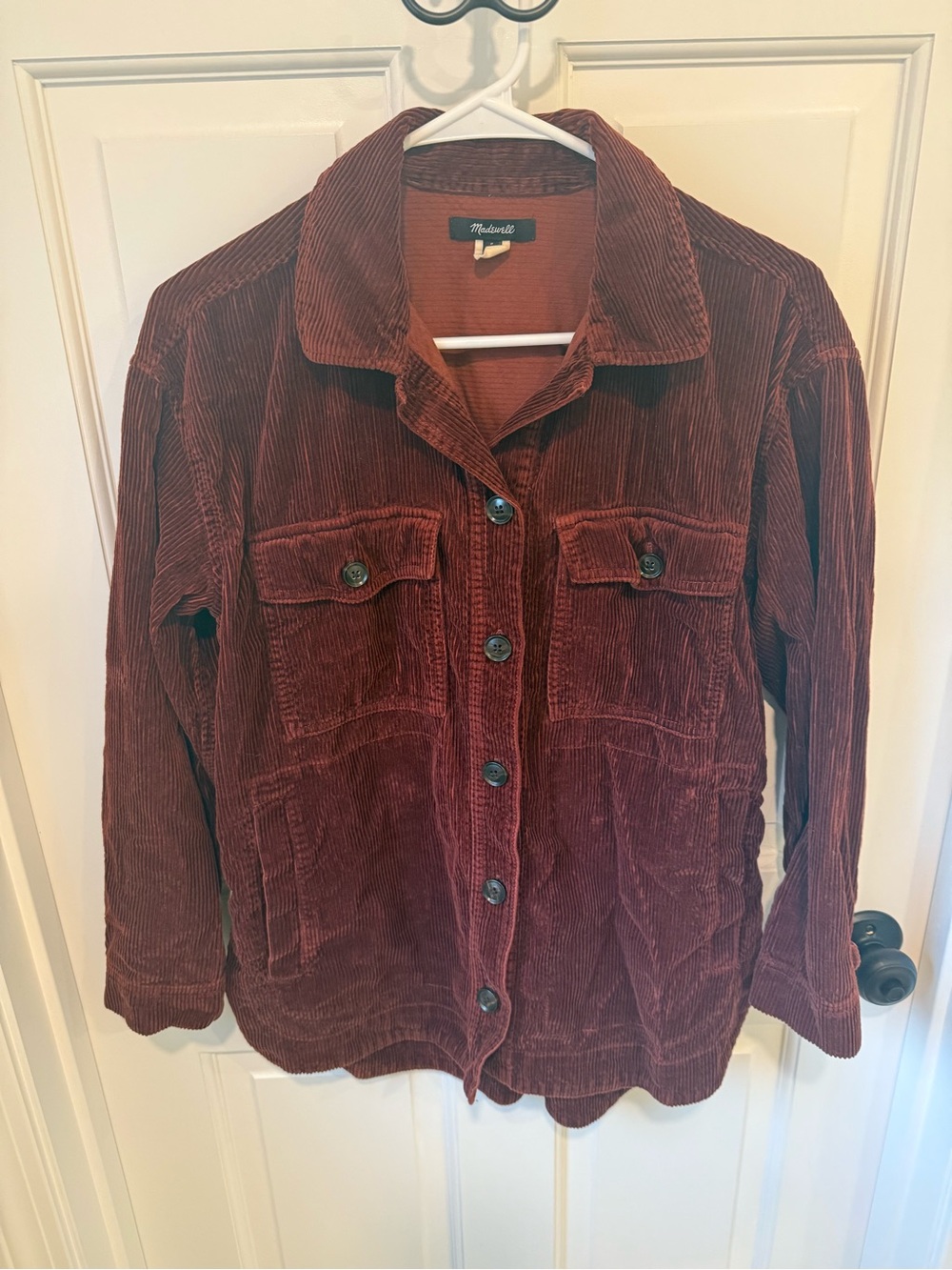 Madewell Corduroy Button-Front Jacket in Wine
